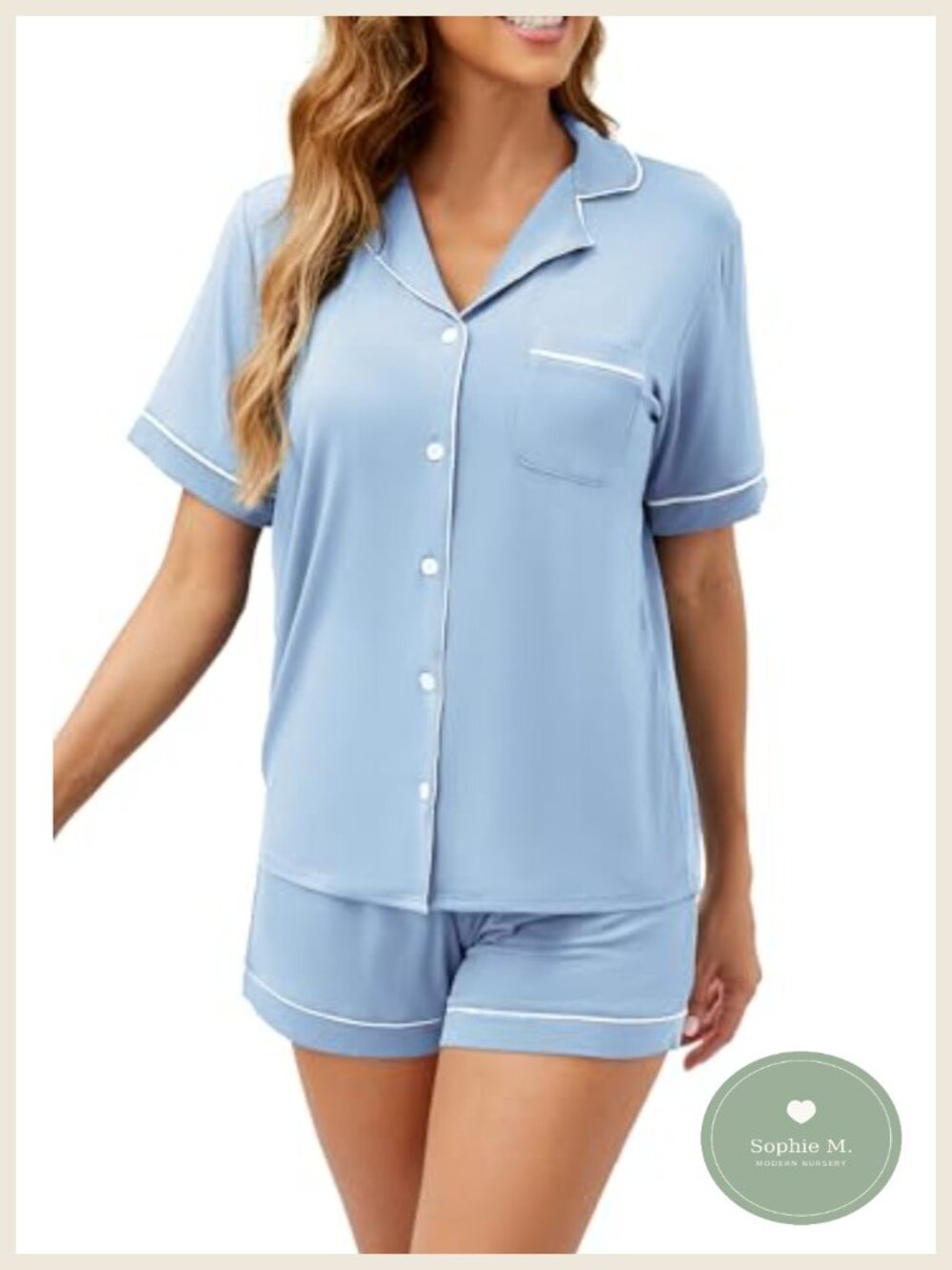 Bamboo Viscose Pajama Set, Short Sleeve Capri Pants, Summer Sleepwear